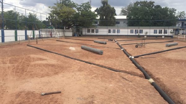 Yunipat Distributors pic 2 - base and Fibertex herringbone drainage pipe system Yunipat Distributors pic 2 - base and Fibertex herringbone drainage pipe system