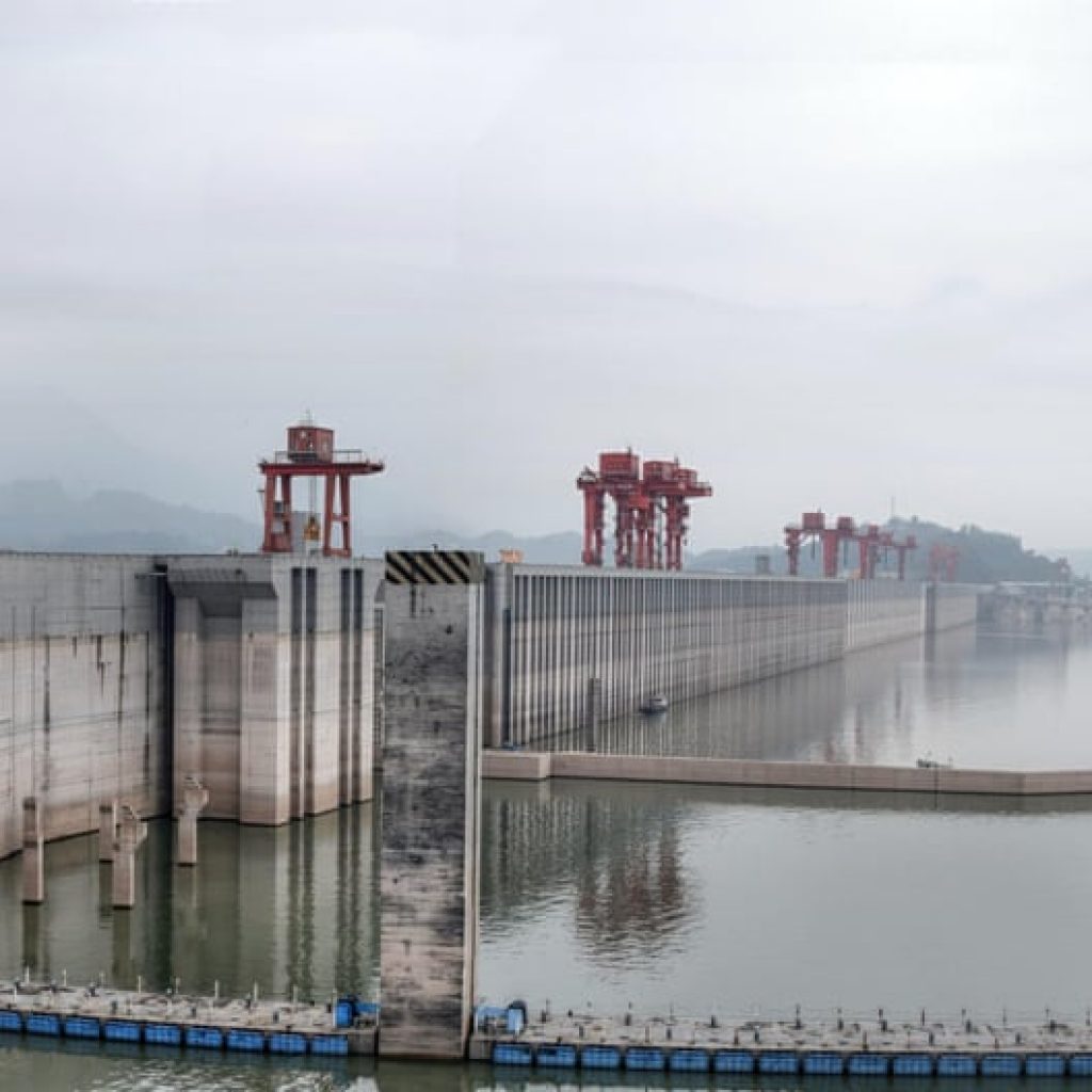 A bus drives past a seawall in Yamada, Iwate prefecture, Japan, in 2018.