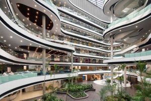 One Discovery Place has a public-accessible ground floor plus eight leve...