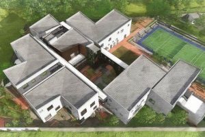 All of the buildings were turned 45 degrees to the site boundaries