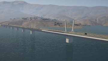 Senqu Bridge features an extradosed stay cable portion with a 100 m cent... Senqu Bridge features an extradosed stay cable portion with a 100 m cent...